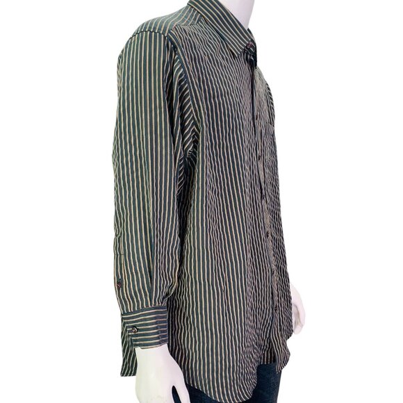 Bugatchi Uomo Mens Classic Fit Shirt Modal Blend Striped Black Size XXL 2XL - Picture 8 of 12